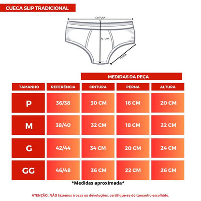 Cueca Masculina 100% Algodão – Kit com 5 ou 10 Unidades