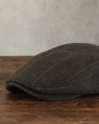 Boina Masculina Inglesa Algodão Brown detalhe da textura do algodão e costura