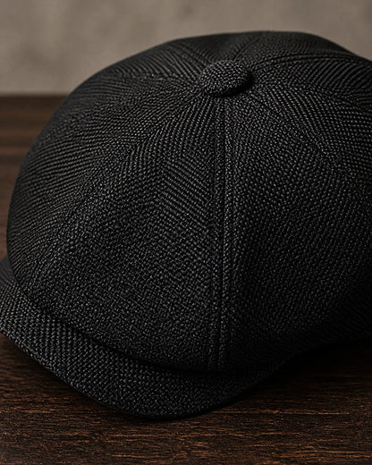 Boina Masculina Italiana Poliéster Black detalhe do tecido preto e gomos da boina italiana