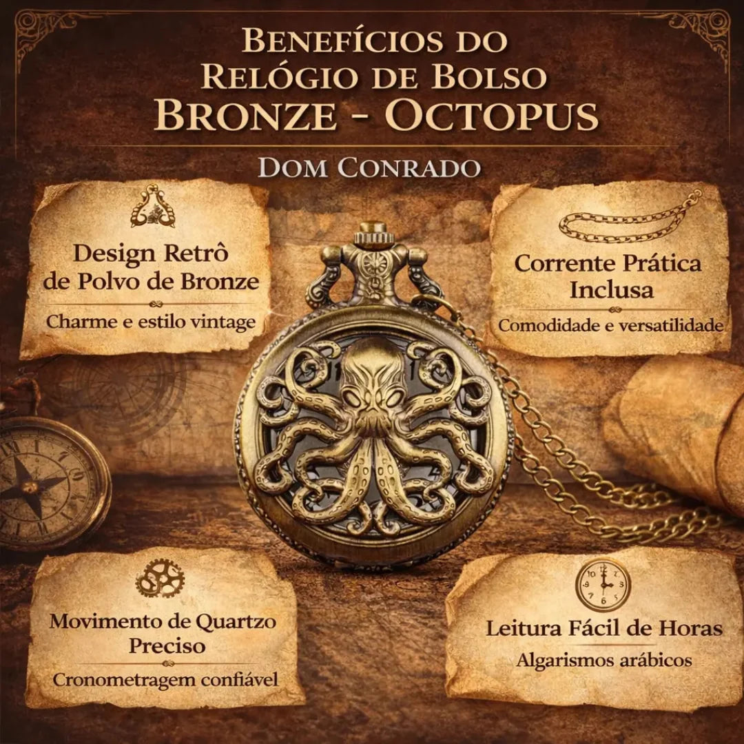 Relógio de Bolso Bronze - Octopus