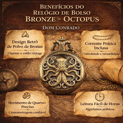 Relógio de Bolso Bronze - Octopus
