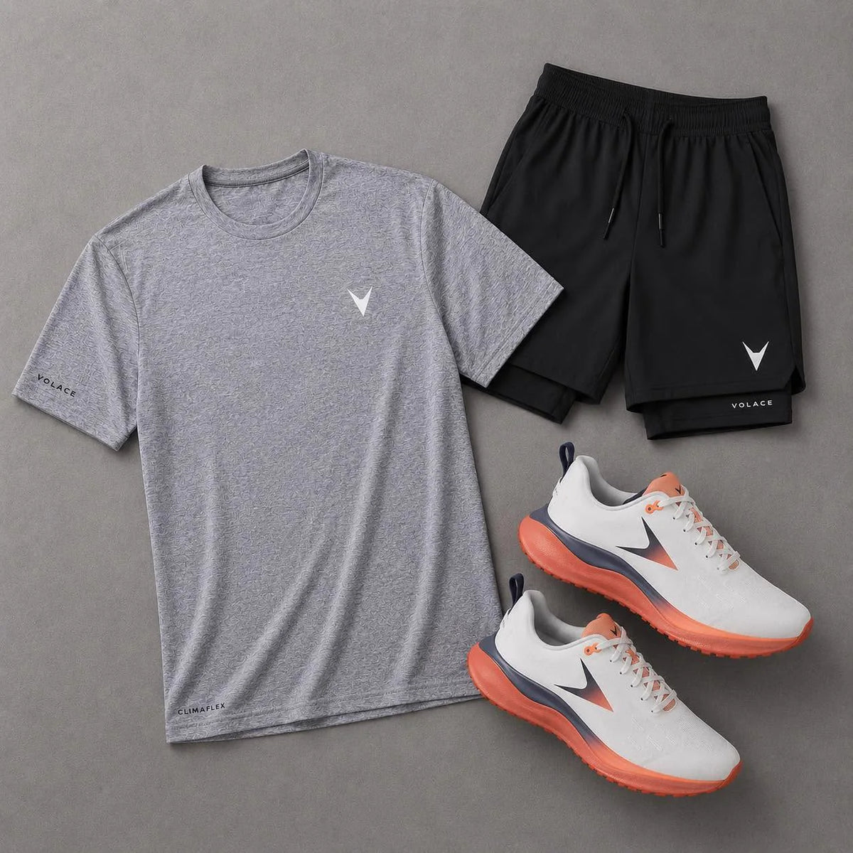 Kit Camiseta + Bermuda Velaro Grey Mescla — camiseta dry fit + bermuda combinando