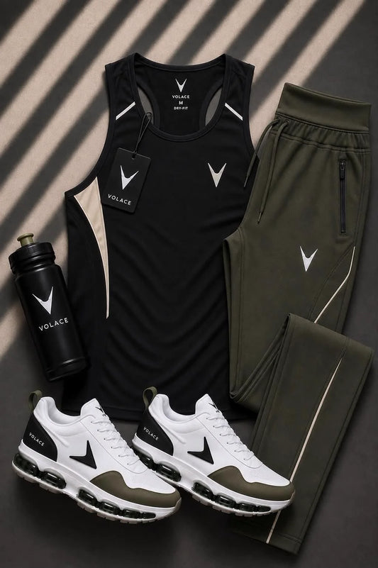Kit Regata + Calça Velaro Black Army — regata de treino + calça jogger