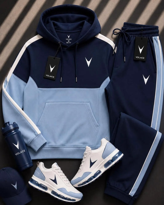 Conjunto Moletom Velaro Capuz Navy Sky — moletom com capuz e bolso canguru + calça jogger