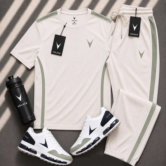 Kit Camiseta + Bermuda Velaro White Sage — camiseta dry fit + bermuda combinando