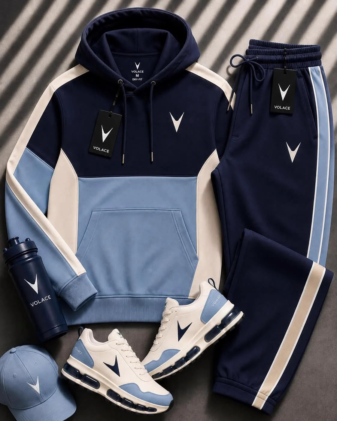 Conjunto Moletom Velaro Capuz Navy Coastal — moletom com capuz e bolso canguru + calça jogger