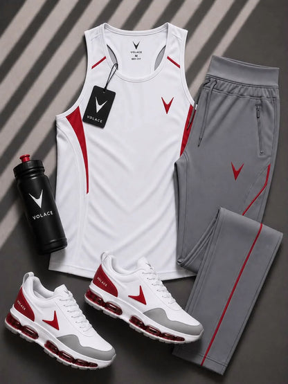Kit Regata + Calça Velaro White Bordô — regata de treino + calça jogger